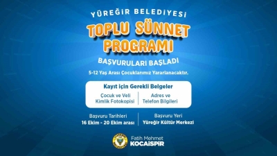 Yüreğir Belediyesi toplu sünnet programı kayıtları başladı