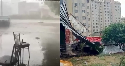 Yeşiloba Mahallesi’nde fırtına çatıları uçurdu