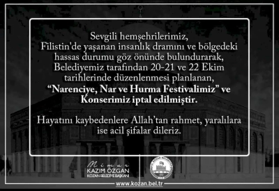 Kozan’da ‘Narenciye, Nar ve Hurma Festivali’ iptal edildi