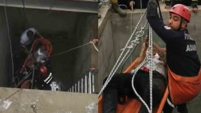 Yüreğir’de kuyuya düşen işçi kurtarıldı