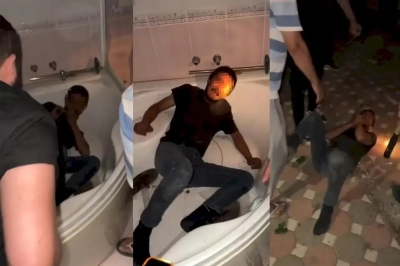 Hasarlı binada hırısızlık yapan kişi jakuzi içinde darp edildi
